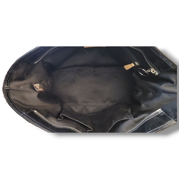 Coach 18676 Quilted Poppy Black on Black Jacquard Silver Tote Bag - Picture 15 of 17